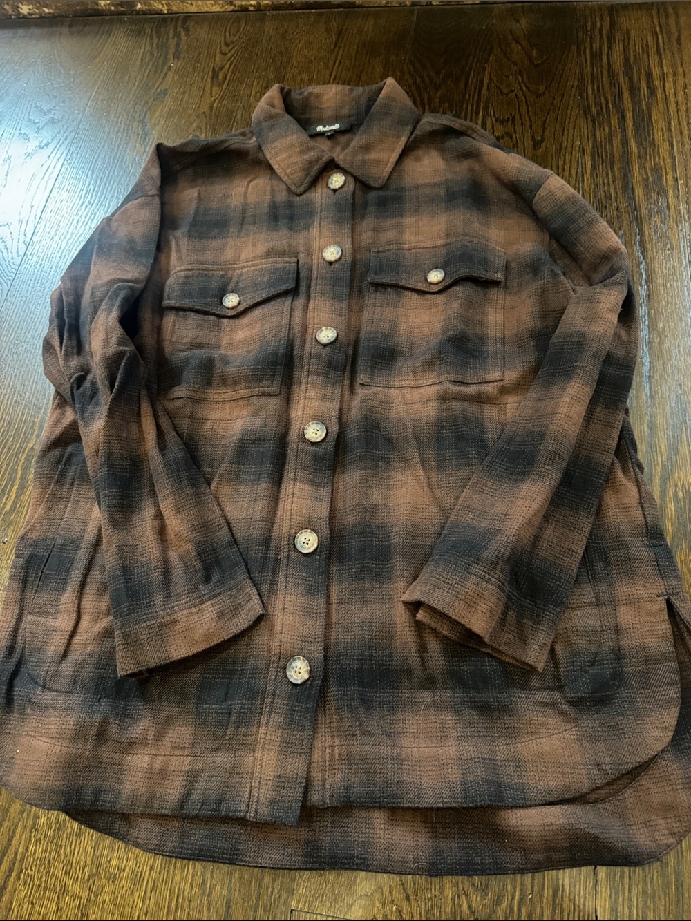 Madewell womens Brown Plaid Button-Up flannel shirt